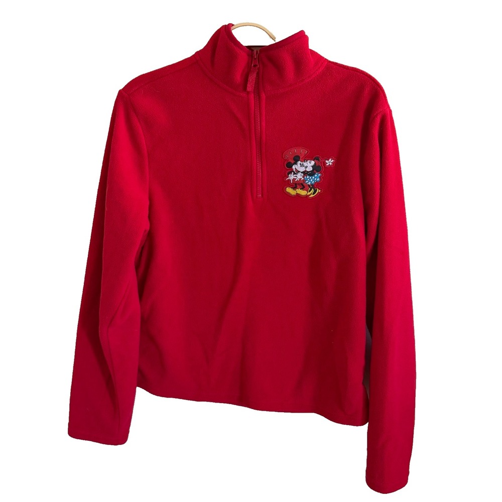 Vintage Disney Store Small Mickey Mouse Red Fleece Quarter‎ Zip Pullover Plush